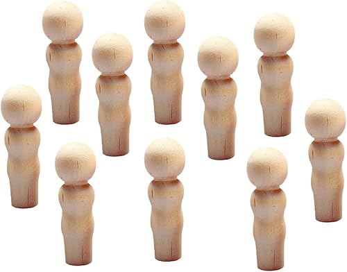 Miniatura 6 de Hygloss Productos Muñecas de madera con clavijas  Artesanía pintable Birchwood Doll People  Familia surtida, 10 piezas (8560)