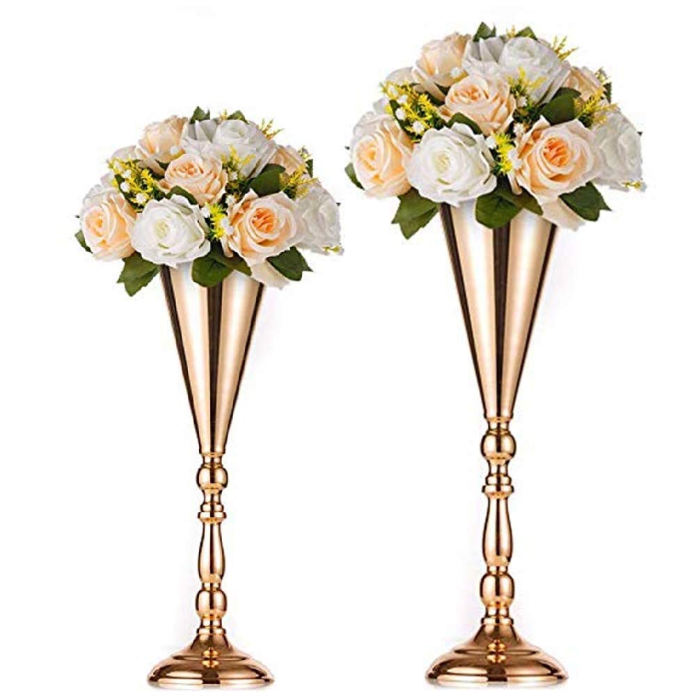 Buy 2 Pcsop Metal Wedding Flower Trumpet Vase Table Decorative