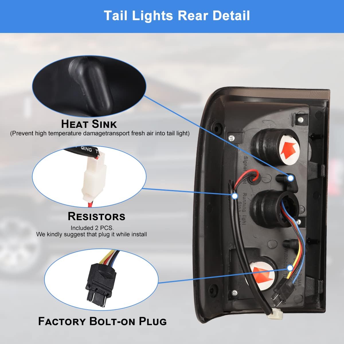 Nixon Offroad Tail Lights for Ford Ranger 2001 2002 2003 2004 2005 Tail Lamps LED Rear Lights Car Rear Lamps Assembly Replacement 1Pair (Matte Black Housing/Smoke Lens)