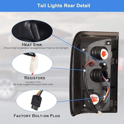 Miniatura 6 de Nixon Offroad Luces traseras para Ford Ranger 2001 2002 2003 2004 2005 luces traseras LED luces traseras de automóvil, reemplazo de montaje de 1 par