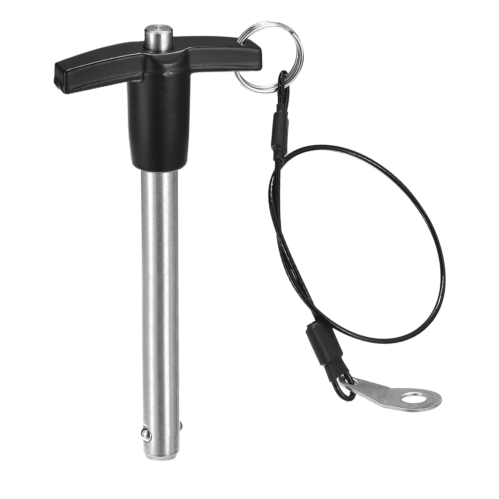 QUARKZMAN T Maniglia Perni blockggio, 25/64" Perno Diametro 3-5/32" Utilizzo Lunghezza Inossidabile Acciaio Pulsante Rapido Rilascio Perno con Cordino Cavo (10mm-80mm)