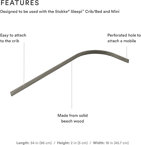 Miniatura 8 de Stokke Sleepi - Barra de cortina, color blanco, hecha de madera de haya maciza, fácil de instalar y limpiar, compatible con cunacama y mini