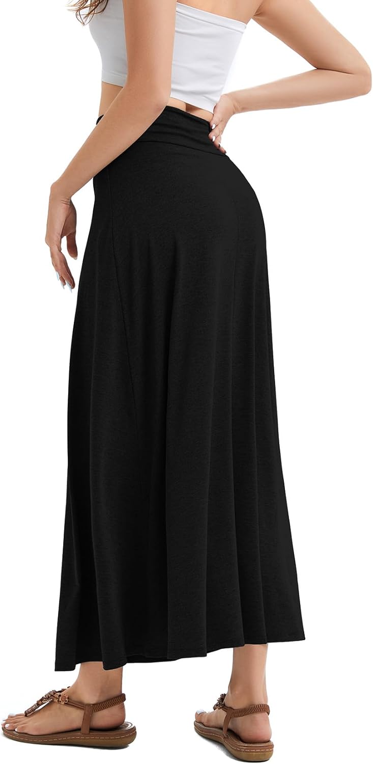 Women's Convertible High Waisted Maxi Skirt, Tummy Control & Non-Slip Elastic Waist, Flowy Flare Casual to Dressy - Image 3