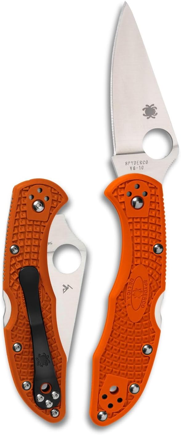Delica 4 Lightweight Folding Pocket Knife with 2" VG-10 Steel Blade and FRN Handle - EDC Knife for Men and Women, Perfect for Hunting, Tactical, Camping, Survival - PlainEdge - C11FPOR
