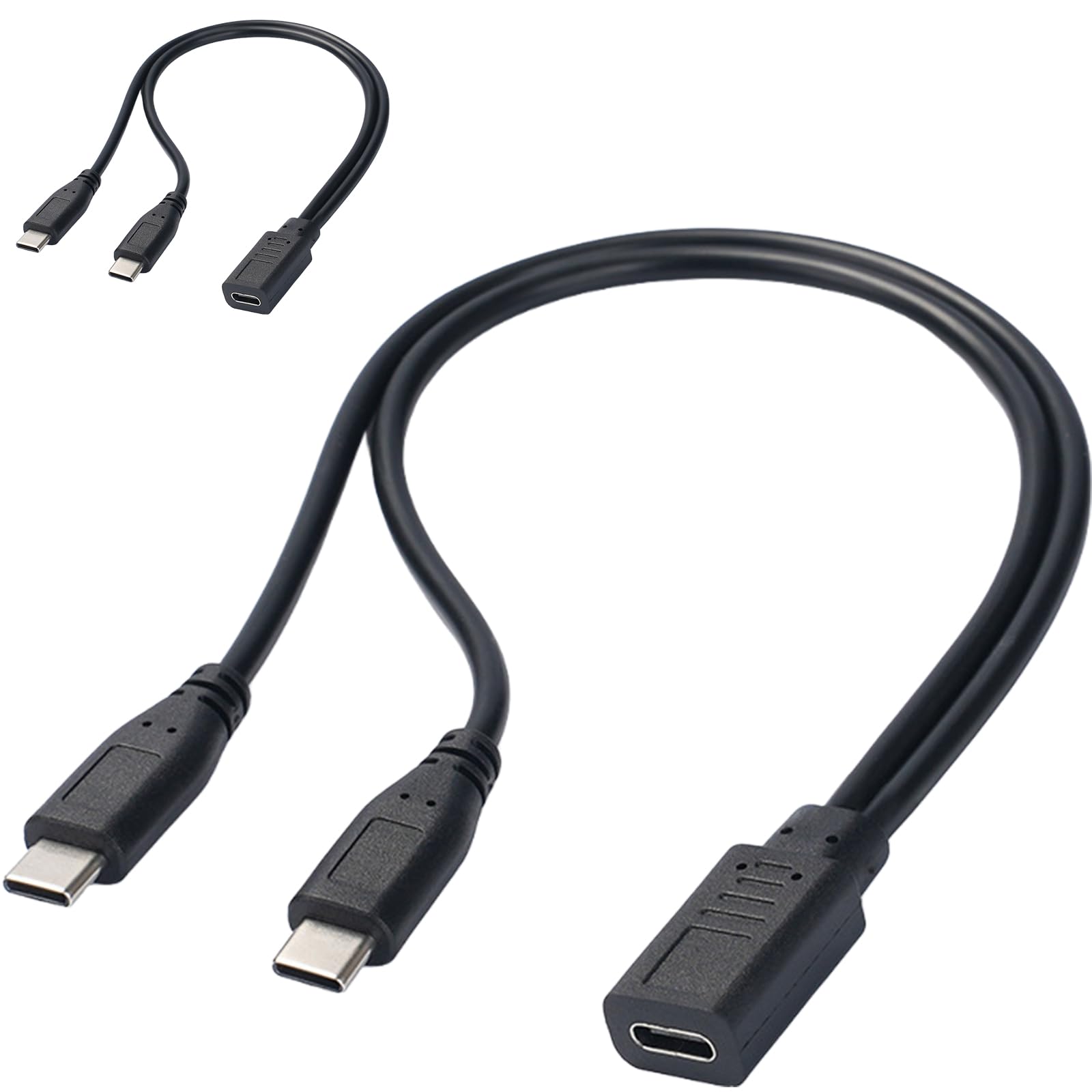 Maxtonser Portable USB C Male to Double USB C Female Splitter Converter Adapter Extension Connector Cable for Charging Accessories