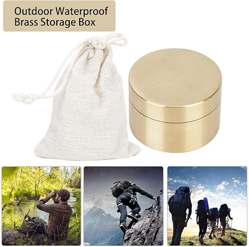 Miniatura 4 de Watris Veiyi Pastillero de latón de forma redonda, caja de almacenamiento de joyas de metal, caja de almacenamiento de monedas selladas, contenedor