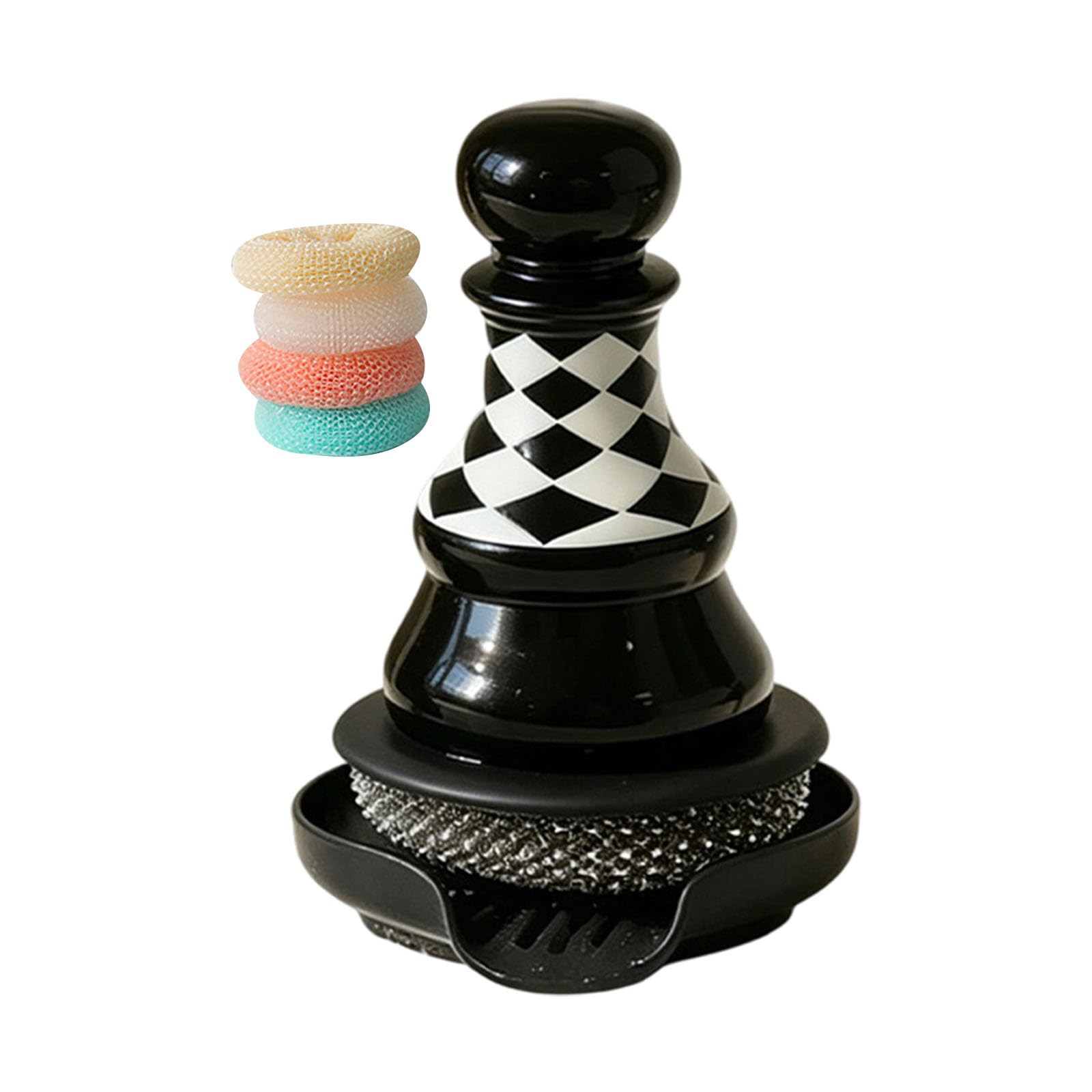 Whoasyst Unique Chess Themed Dishwashing Brush Set Elegant Pots Scrubber with Handle for Various Cookware Use Kitchen Cleaning Equipment