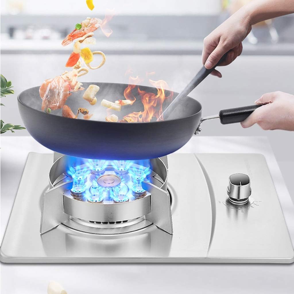 Built In Gas Cooktop 33 * 43Cm Stainless Steel Cooker Hob,Copper Nine-Cavity Lpg/Ng Dual Fuel Burners,180 Minutes Smart Timer (Lpg) (Lpg)