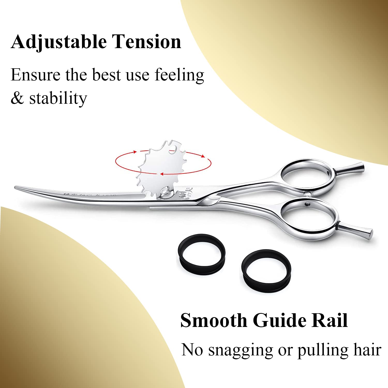 Tijeras profesionales de pelo – Tijeras curvadas – Tijeras de corte de pelo de peluquería – Tijeras de corte de pelo de 15 cm para salón – Hecho de acero inoxidable con tornillo de ajuste fino