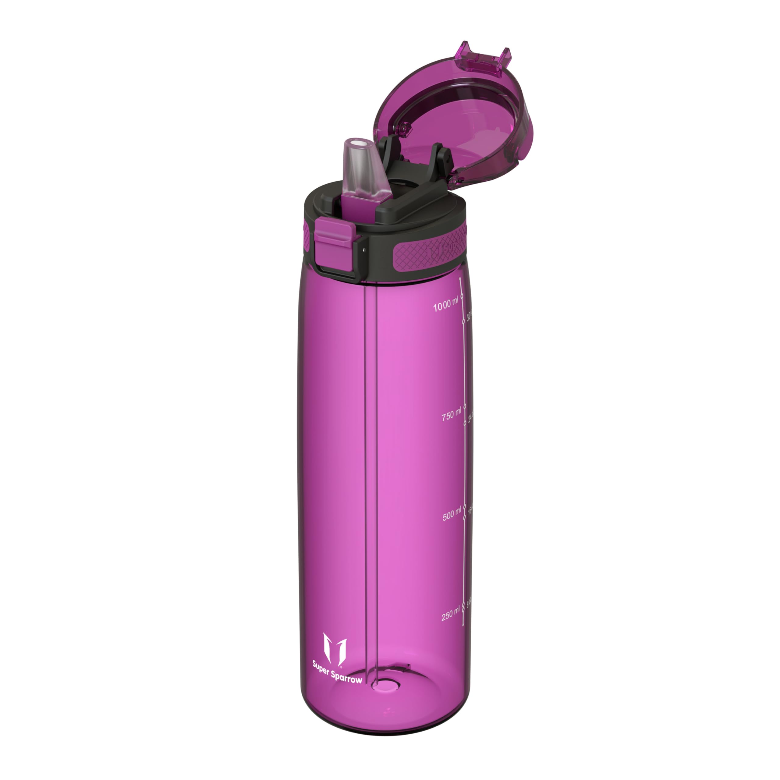 Super Sparrow Borraccia - TouchSip Sportiva Bottiglia - 500ml/750ml/1L - Tritan Senza BPA, a Prova di Perdite - Borracce con Cannuccia Ideale per Scuola e Sport