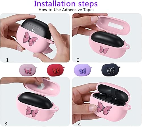 Miniatura 5 de Bonita funda para los nuevos Beats Studio Buds + 20212023 con llavero de mariposa, funda de carga Kawaii de silicona Beats Studio Buds, funda de
