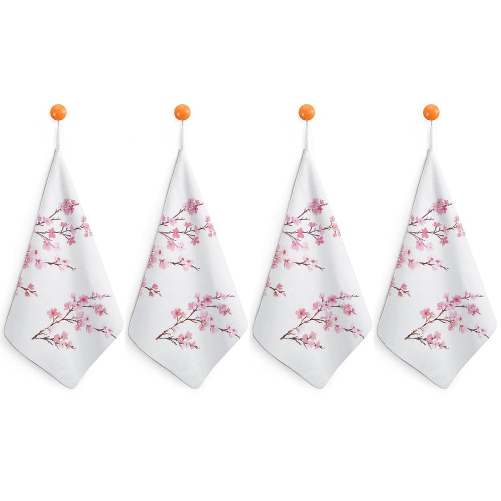 LWORZIIB 4 Piece Hanging Hand Towels, Cherry Blossoms Small Dry Hand Towel for Kitchen Bathroom