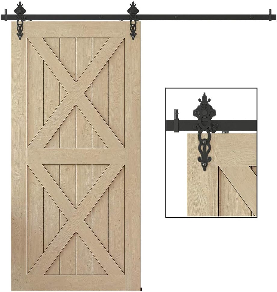 WINSOON Single Rustic Barn Wood Interior Sliding Door Hardware Kit Retro Roller Track