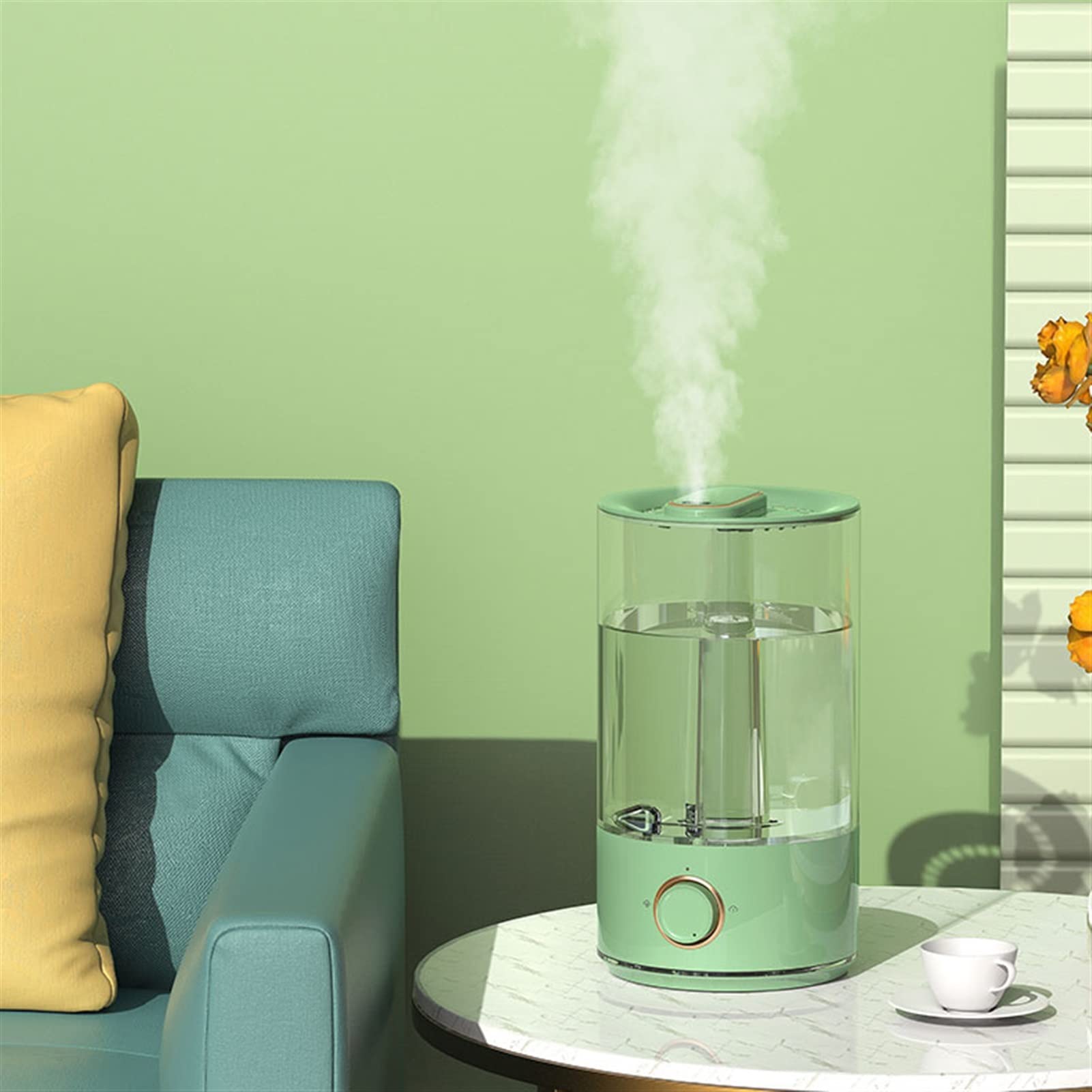 Humidificadores de Aire Humidificador portátil 5L Capacidad grande Tanque de agua transparente Dormitorio Humidificador silencioso - Humidificador de llenado superior - apagado automático - verde Sile