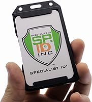 Vista 58 de 5 Pack - Red Hard Plastic Badge Holder Vertical - Side Load 2 Card Protector - Multiple Card ID Badge Holders - Heavy Duty Rigid/Hard Plastic by