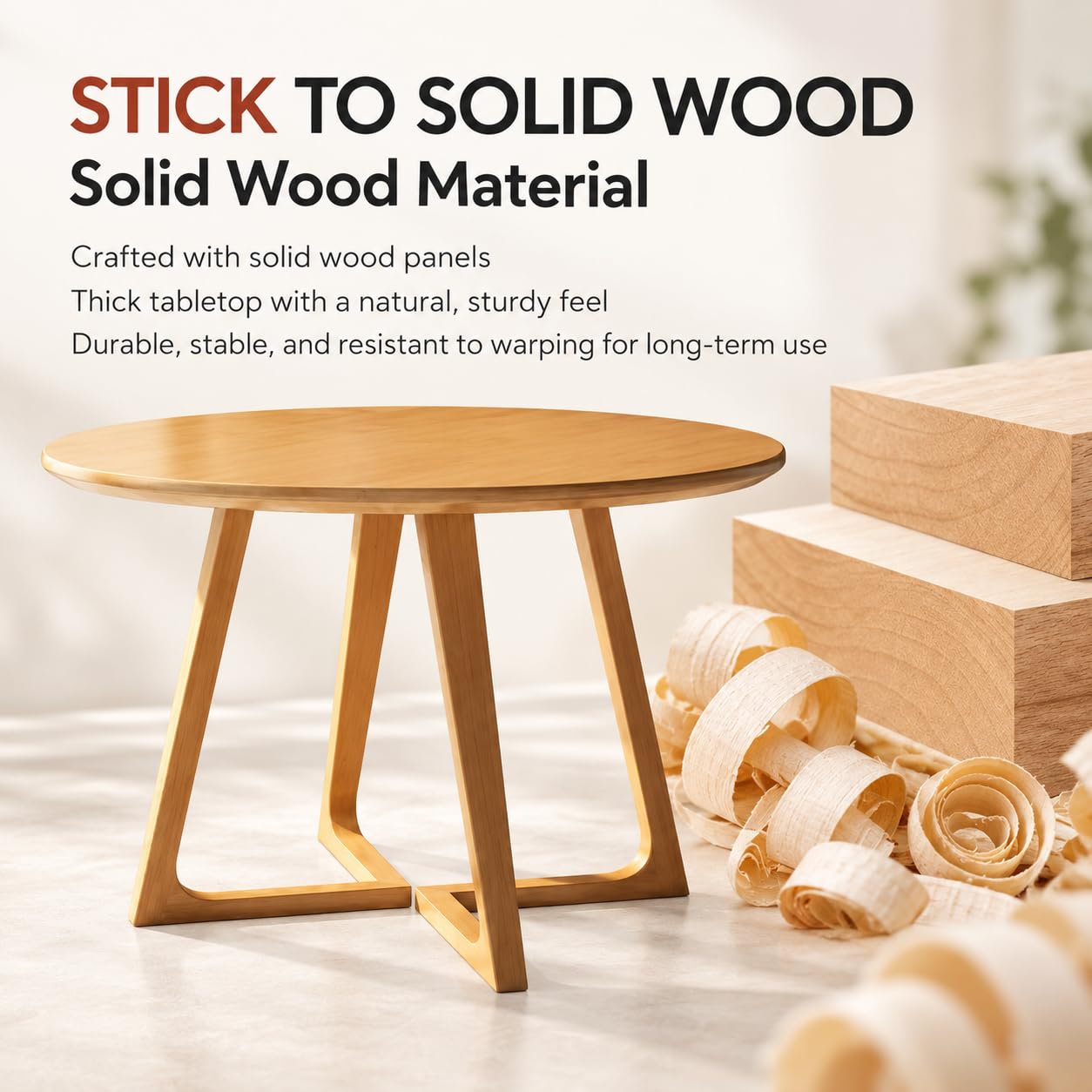 Table Ronde en Bois Massif,Petite Table à Manger Moderne du Milieu siècle