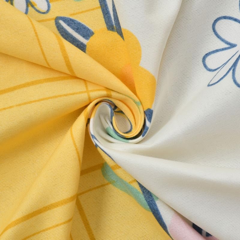 Image of NEW LEAF Cotton Fitted King Size Bedsheets with 2 Pillow Covers | Elastic Fitted | Wrinklefree | Ultrasoft |Winter Bedsheet 220 tc tc Floral | 710x72+10 Inches, Yellow White