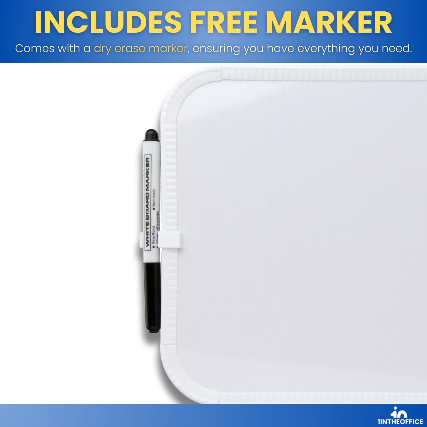1InTheOffice Small White Board Dry Erase, Whiteboard for Wall, 8.5 x 11 Inches, Wall Mounted, with Magnetic Strip & Marker, 2 Pack