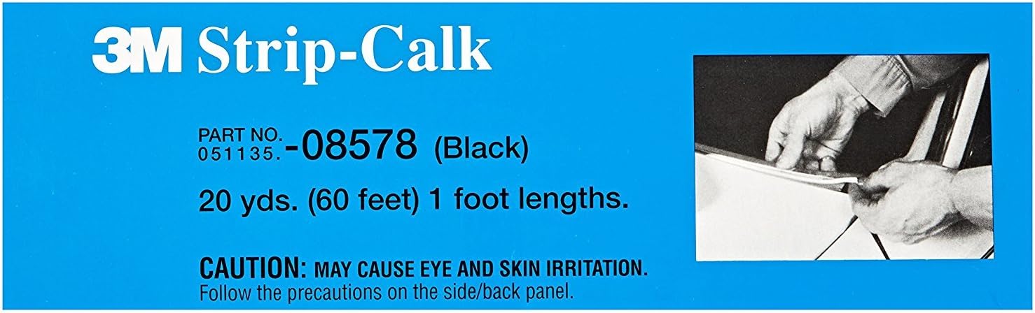 Strip Calk, 08578, Black Color, Soft Butyl Rubber, Paintable Immediately, 1 ft Strips, 60/Carton