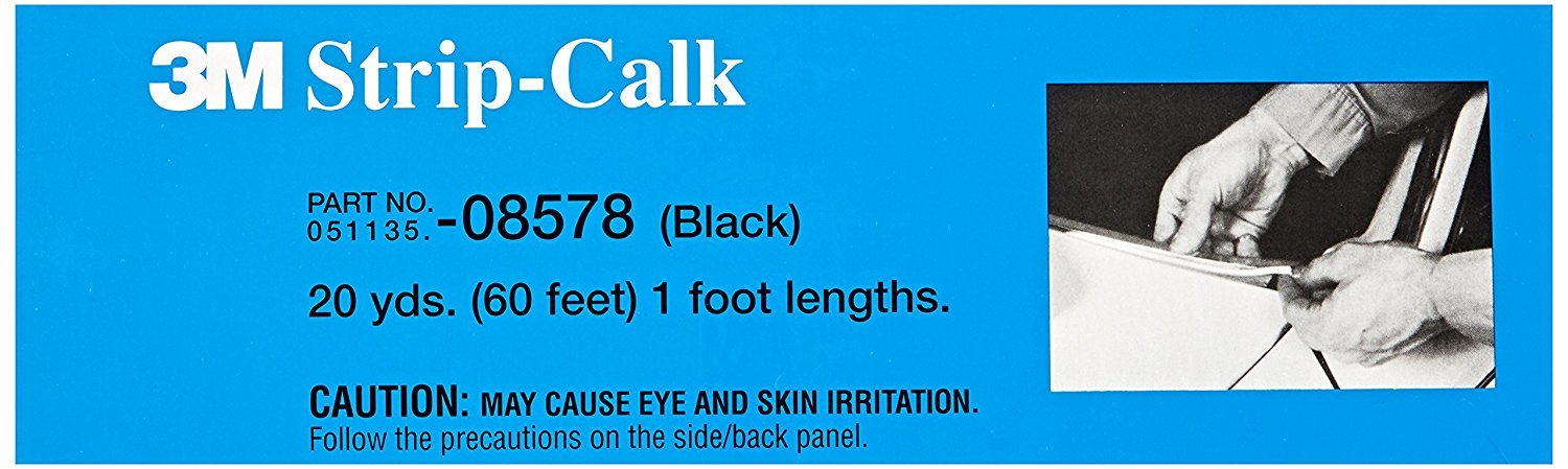 Strip Calk, 08578, 1 ft Strips, Black, Soft Butyl Rubber, Permanent Elasticity, Joint Filling, Trunk Seams, 60 Pack