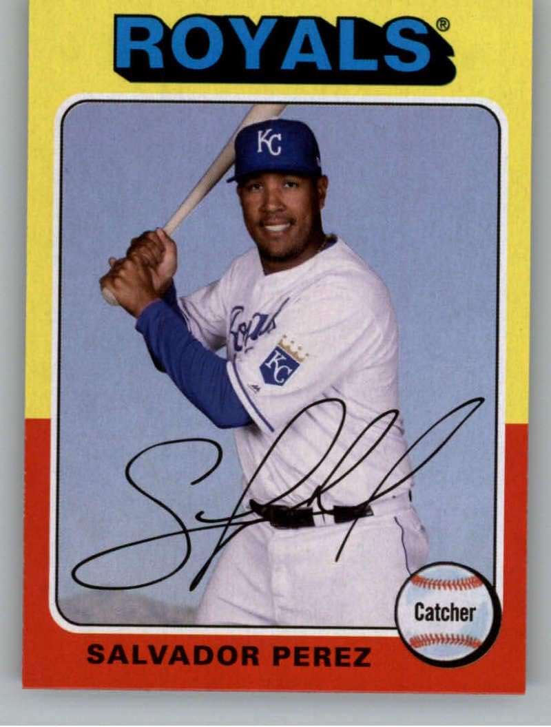 2019 Topps Archives Baseball #196 Salvador Perez Kansas City Royals (1975 Topps Design) Official MLB Trading Card