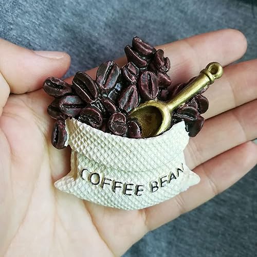 Miniatura 6 de 4 piezas creativas de café retro tridimensional en relieve de resina para refrigerador, imán de nevera de resina 3D, divertido para cocina, oficina,