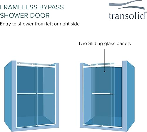 Miniatura 7 de Transolid EBPT608010C-J-MB Eden - Puerta de ducha doble corredera sin marco de 56-60 pulgadas de ancho x 80 pulgadas de alto, con tecnología
