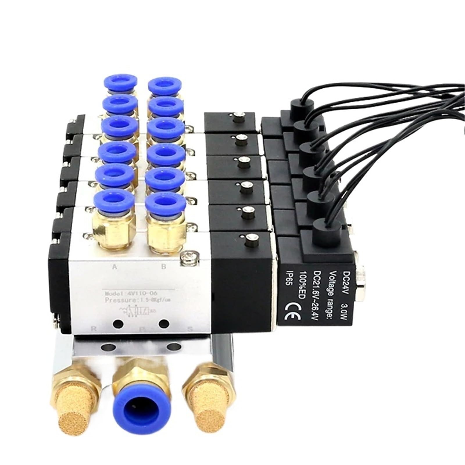 Electrovanne distributeur pneumatique 5 ports 2 positions 4V110 bloc collecteur air