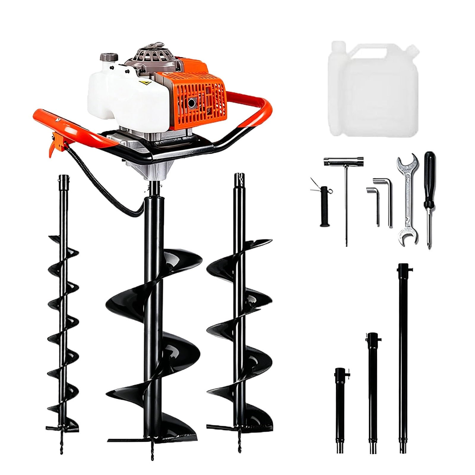 Koyike One Color 63Cc Post Hole Digger Gas Powered, Heavy Duty Earth Auger With 3 Sizes Bits (4/8/12 In) Plus 3 Extension Rods, 80 Holes Per Hour High Efficiency Gasoline Drill