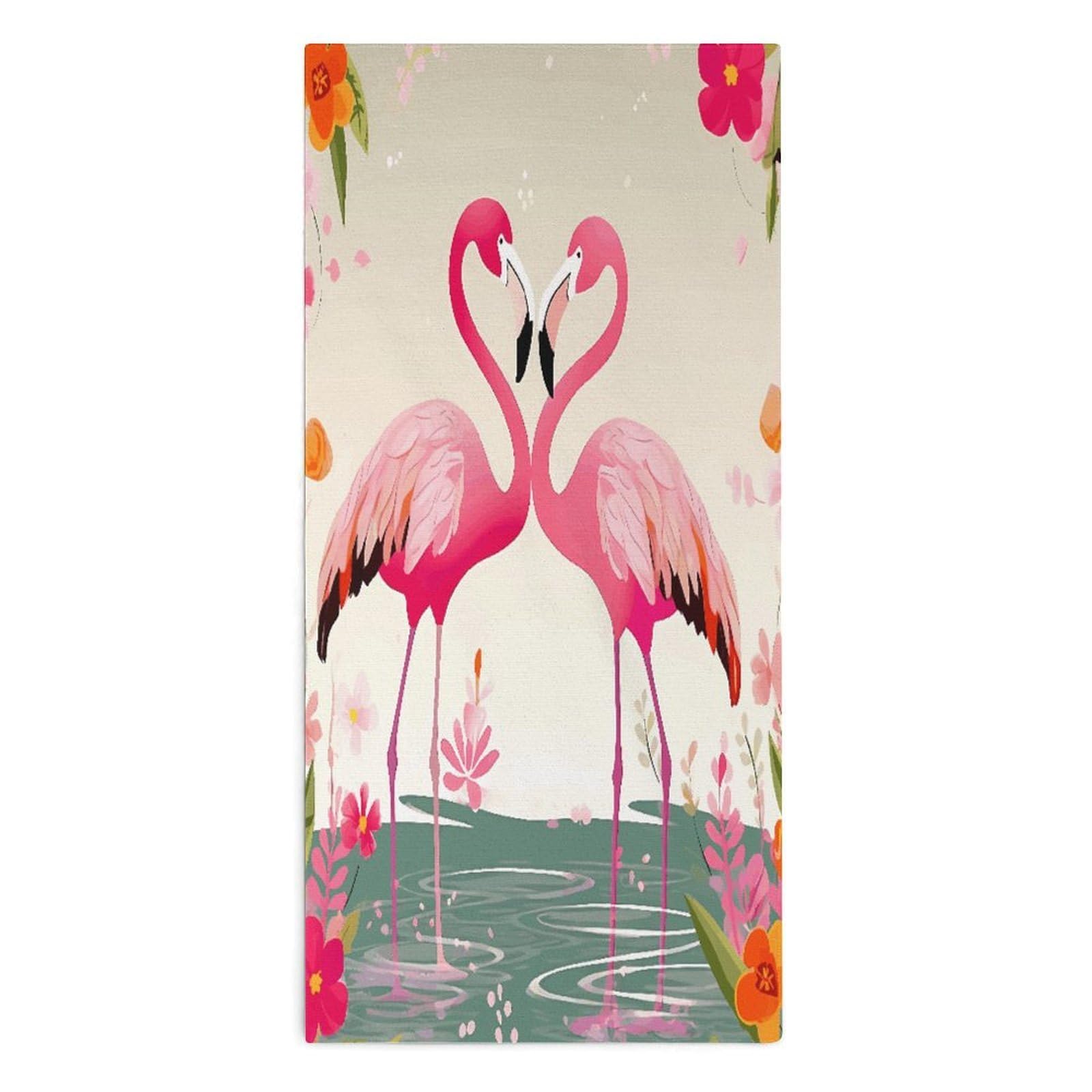 Fodpand Style Flamingos And Flowers Microfiber Towels, Decorative Bath Towel Soft & Lightweight, Hand Towels Multipurpose Use For Bathroom, Pool, Gym, Spa, And Hotel Use
