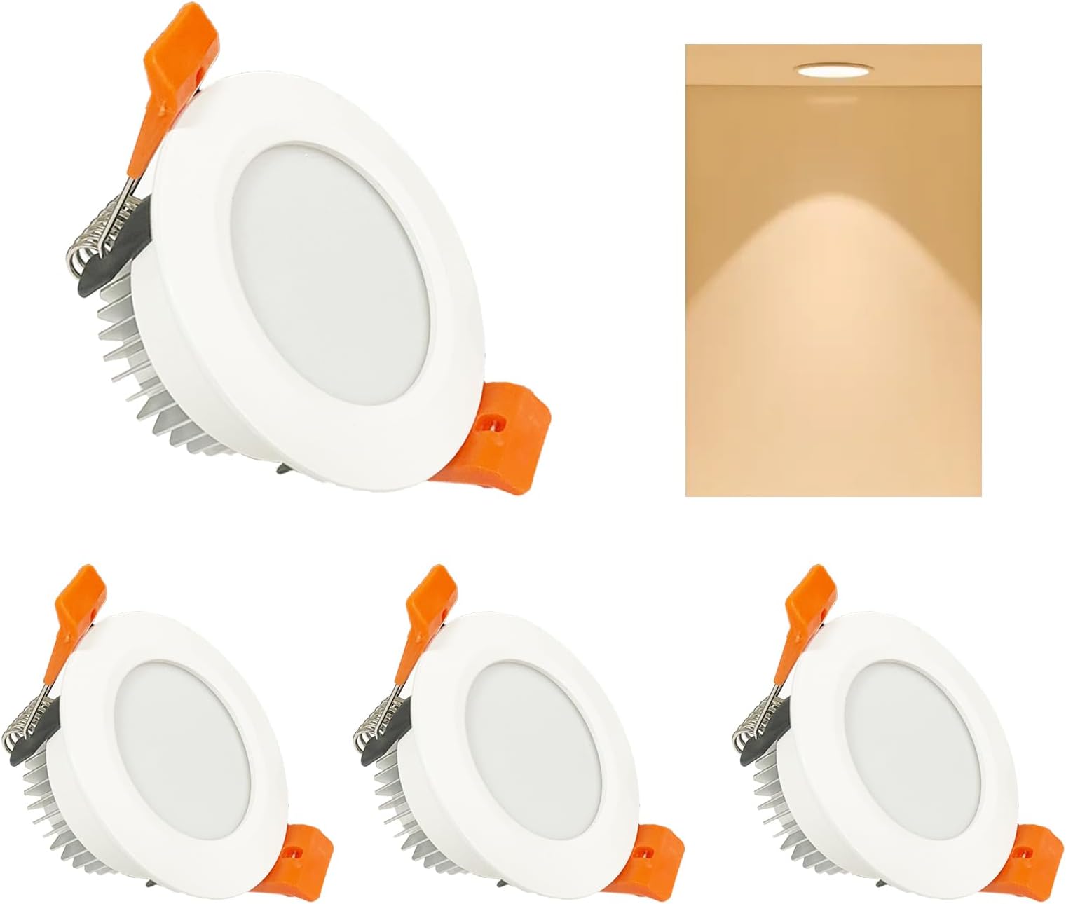 2 Inch Recessed LED Downlight, 3000K Warm White, High CRI80+, Dimmable LED Ceiling Light for Living Room, Bedroom, Kitchen, Restaurant, Café（4 Pack）