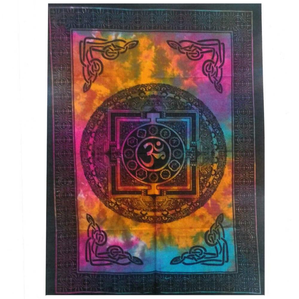 The Bo Tree Cotton Wall Hanging Ancient Art Craft Bright Colourful Tapestry 112x78cm (Sacred OM)