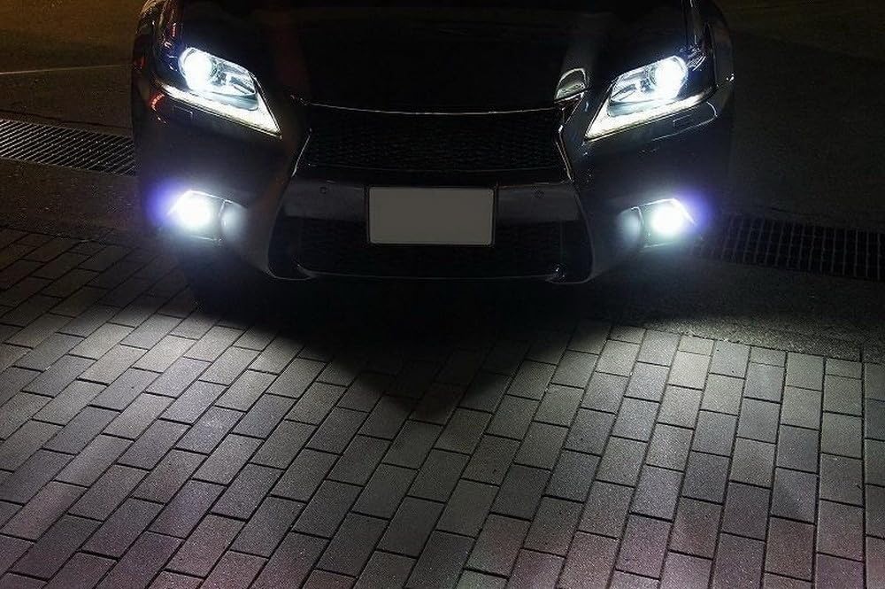 iJDMTOY Xenon White LED Fog Light Kit Compatible With 2013-2015 Lexus GS350 GS460 GS450h, Includes LH RH Lexus F-Sport Style LED Foglamps, Fog Bezel Covers & On/Off Switch Wiring
