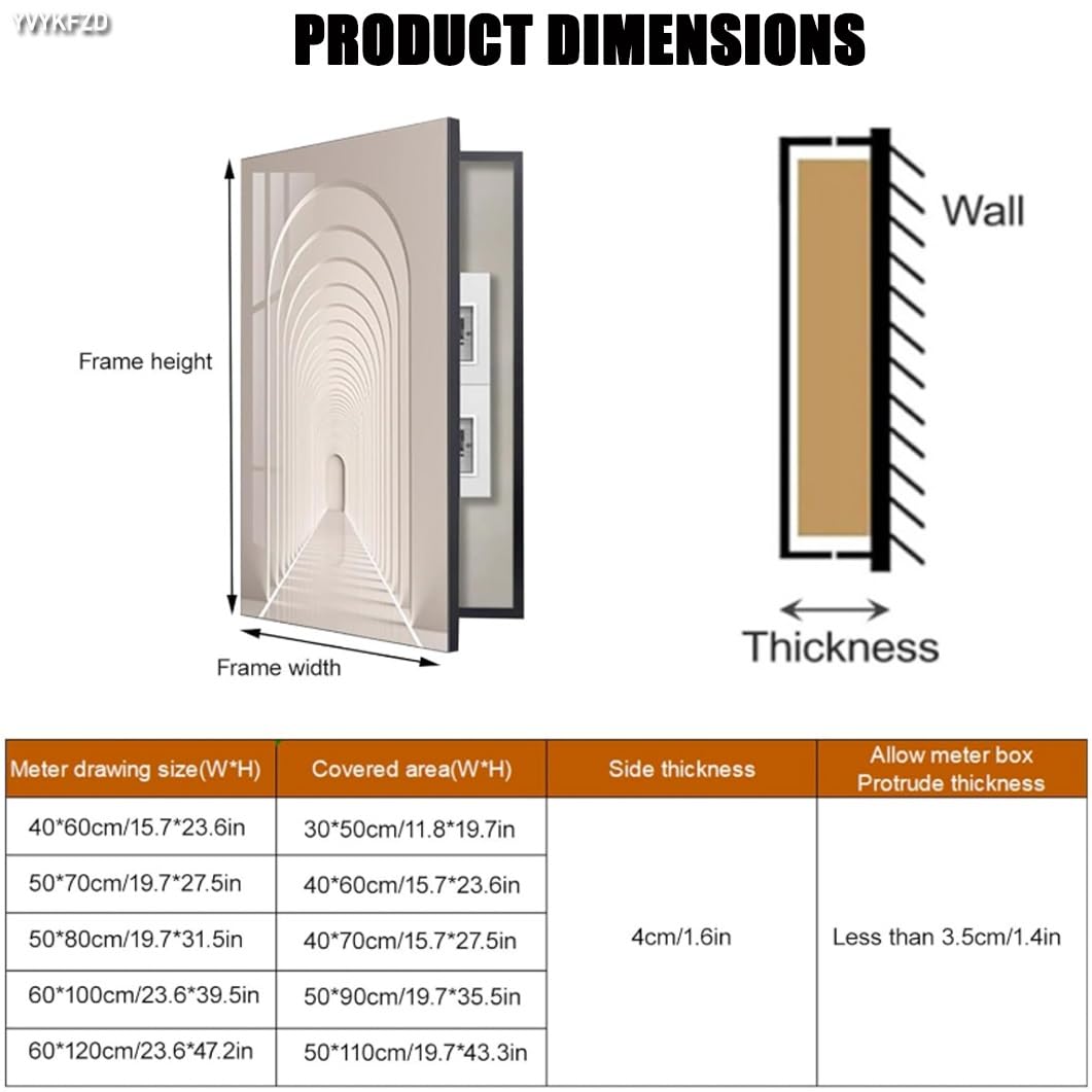 YVYKFZD Sicherungskasten Abdeckung, StromzäHler Box Dekoration, Wandmontierte Stromkasten Verkleidung, versteckte Elektrische Box Abdeckung Dekorative, Wohnzimmer(Black B,60x100cm/23.6"x39.3")