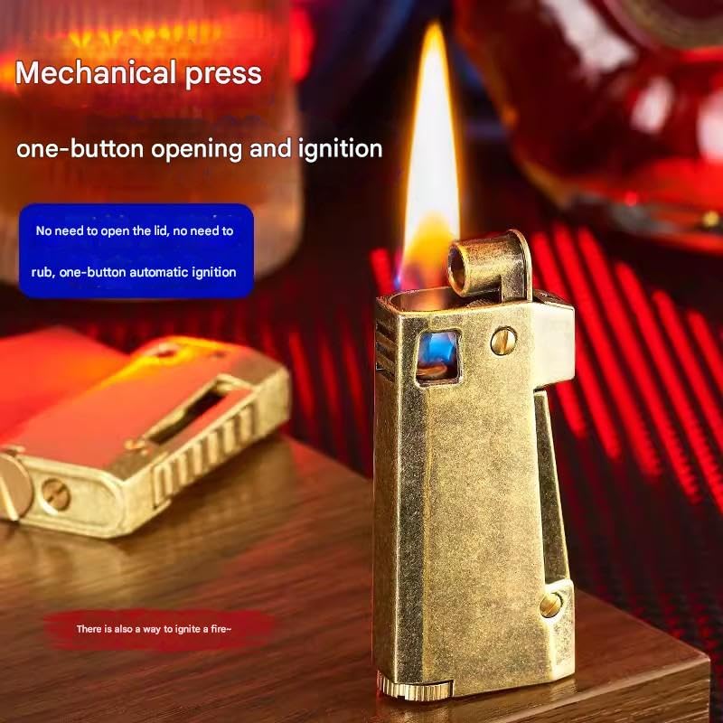 Image of Smoke King Vintage Triple Side Switchable Flame Lighter (Gold) Unique Antique Style Refillable Lighter