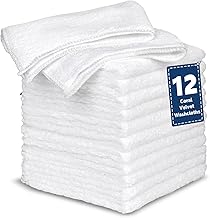 Coral Velvet White Washcloths 12 Pack, Highly Absorbent and Soft White Face Towels, Multi-Purpose Washcloths and Hand Towels for Bathroom, Hotel, Spa and Gym, 12 x 12 inches