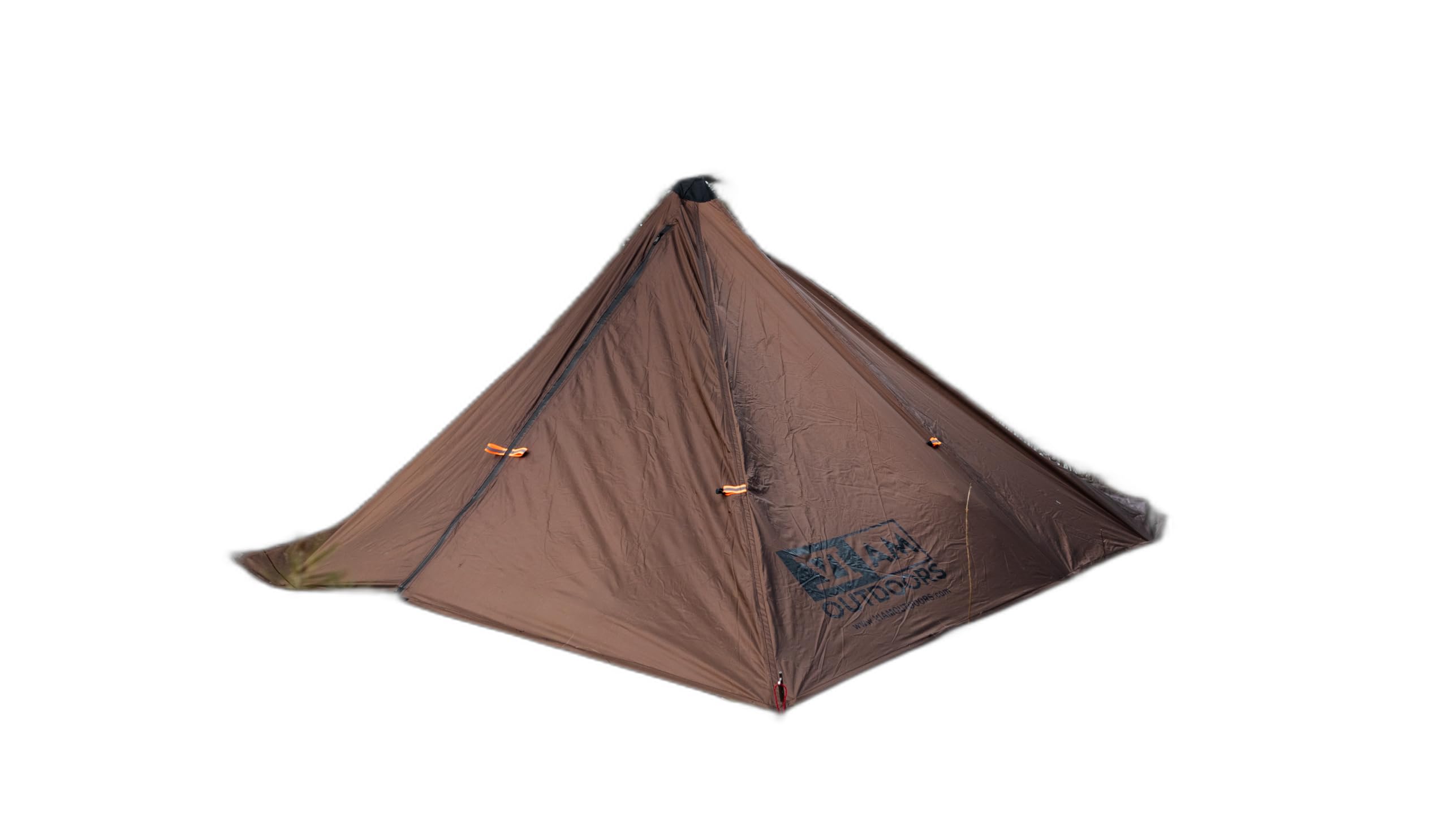 VIAM Outdoors, Madison Mini Floorless Tipi, with Stove Jack, Lightweight, Ultralight, Backpacking, Hiking, Camping, Hunting, Fishing shelter, 1.1oz Coyote Brown, 1/2 Man Tipi with Guy Lines & Stakes