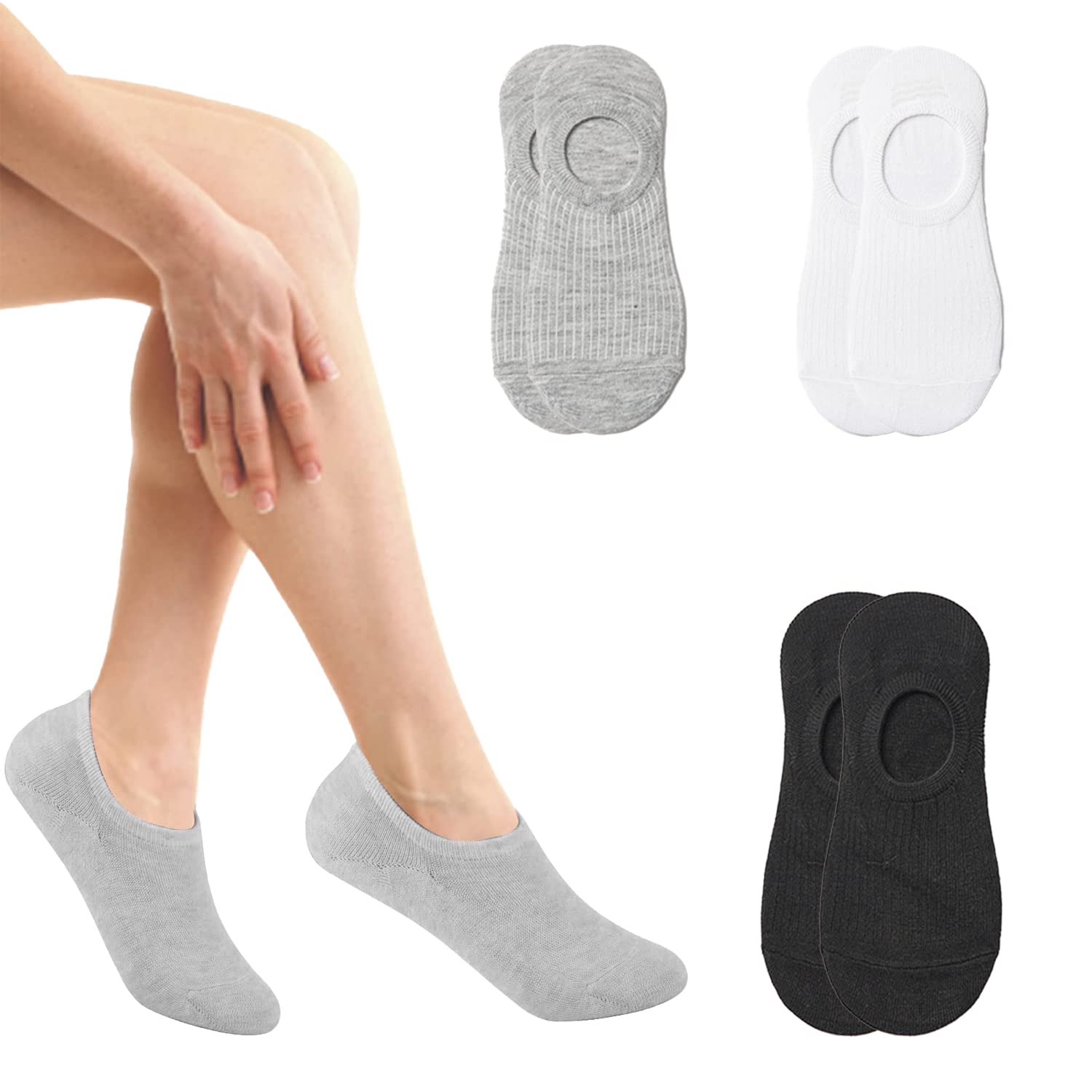Sponsored Ad – Women’s Low Cut Non Slip No Show Socks, Women's No Show Socks with Reinforced Toe Non Slip Thin Invisible Flat Boat Liner Low Cut Cotton (6 Pairs)