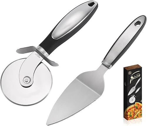 Lerkumey - Juego de 2 cortadores de pizza, cortador de pizza de alta calidad, cortador de pizza de acero inoxidable antideslizante para pizza,