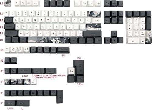 Miniatura 6 de JSJT Ink Lotus Teclas OEM Perfil PBT Dye Sublimación 140 teclas para ANSIISO Diseño Cherry MX Switch Teclados mecánicos para juegos