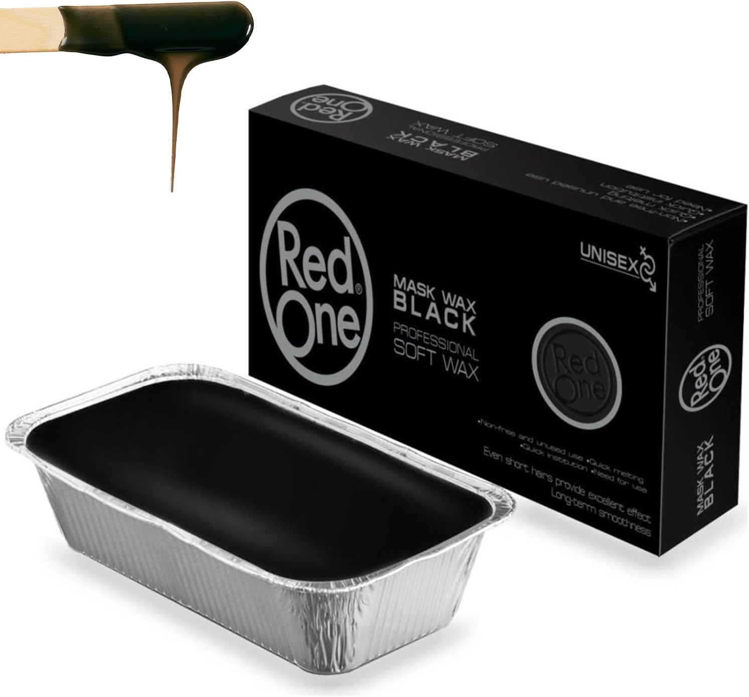 RedoneDepilation Black Professional Soft Wax 500gr | Smoothness Solution | Sensitive Skin Formula, Microwavable & Wax Heater Friendly | Ideal for Stubborn Coarse Hair Removal on All Body Areas