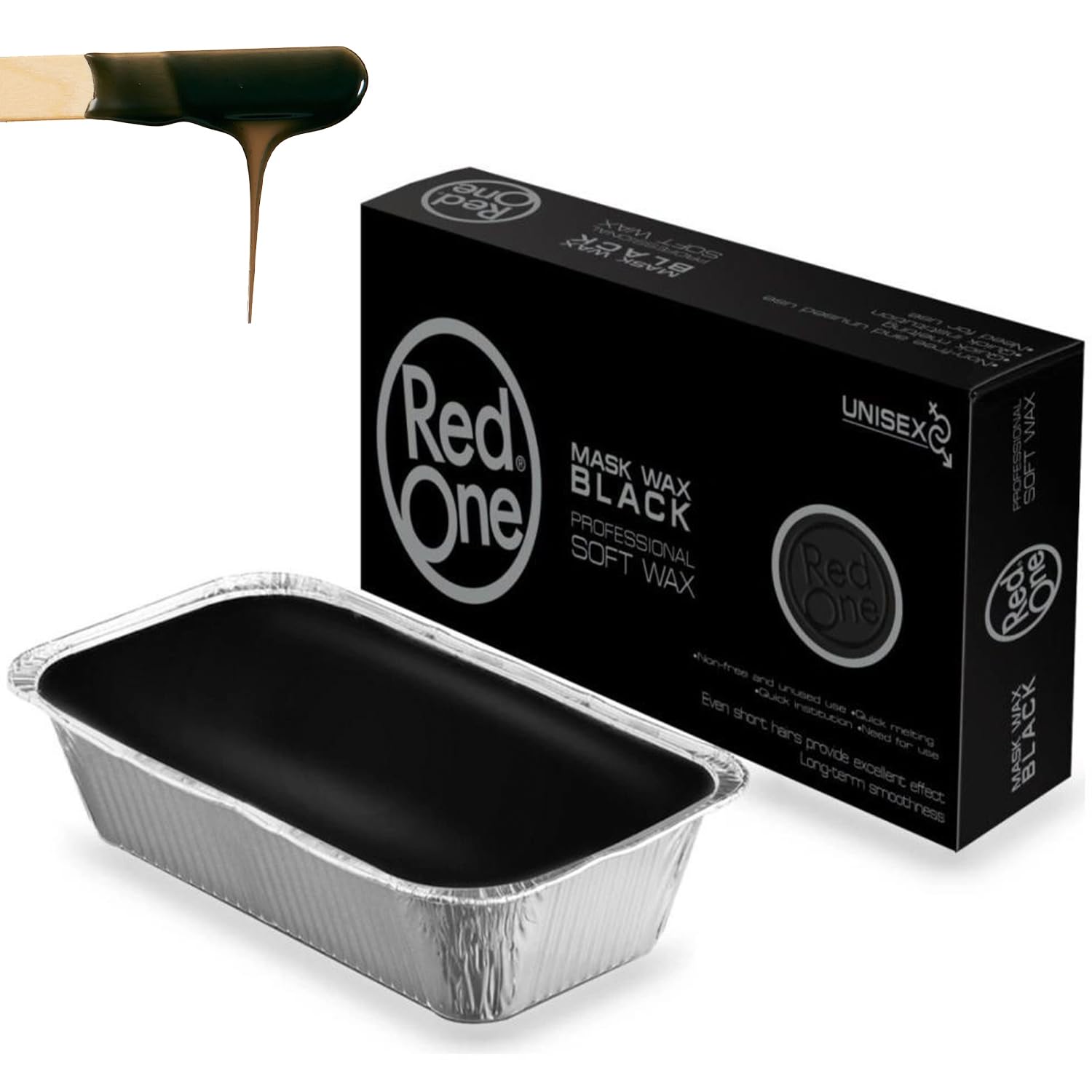 RedoneDepilation Black Professional Soft Wax 500gr | Smoothness Solution | Sensitive Skin Formula, Microwavable & Wax Heater Friendly | Ideal for Stubborn Coarse Hair Removal on All Body Areas