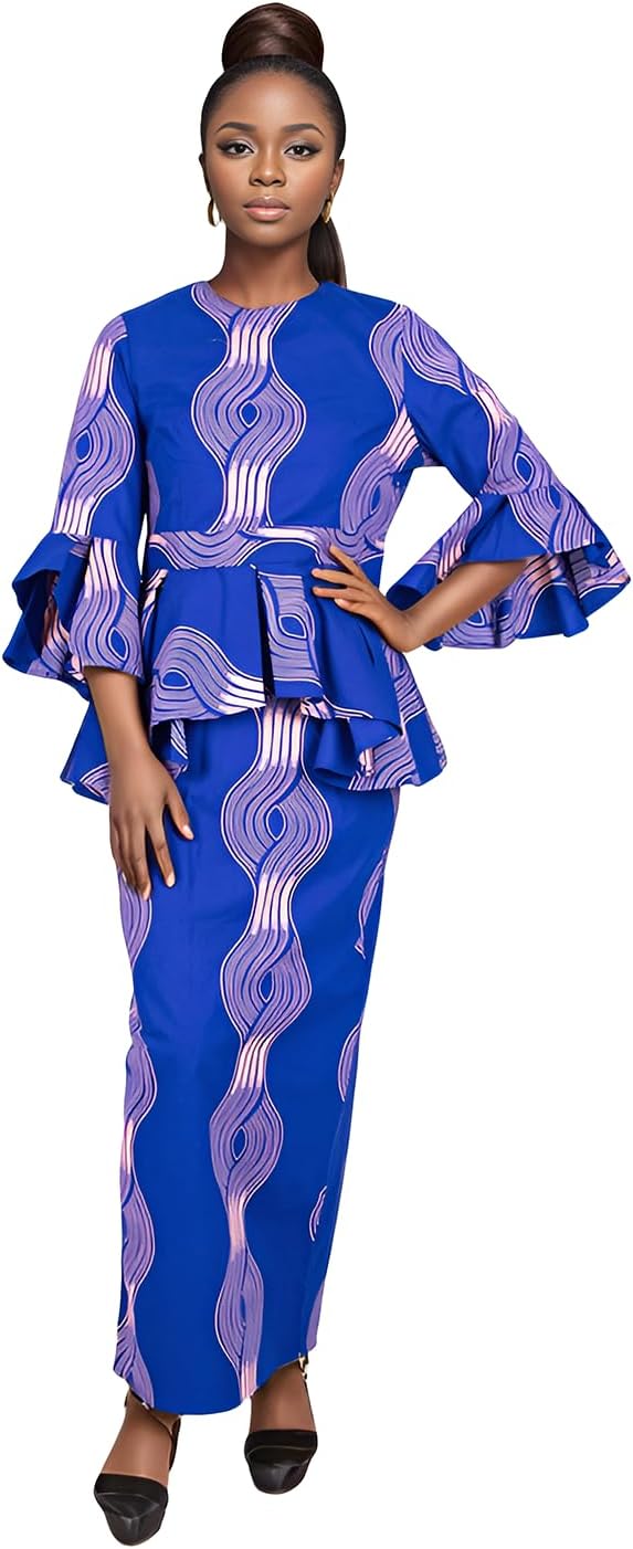 ABCWAX African Women's Dresses 2 Piece Tops and Skirts Ankara Dashiki Traditional Printed Fabrics for Wedding Party - Image 2