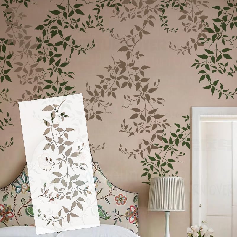 Plantillas de hojas de hiedra de vid de 96 cm para paredes, plantillas de decoración para pintar en la pared, pintura decorativa, reutilizable, manualidades, decoración S489