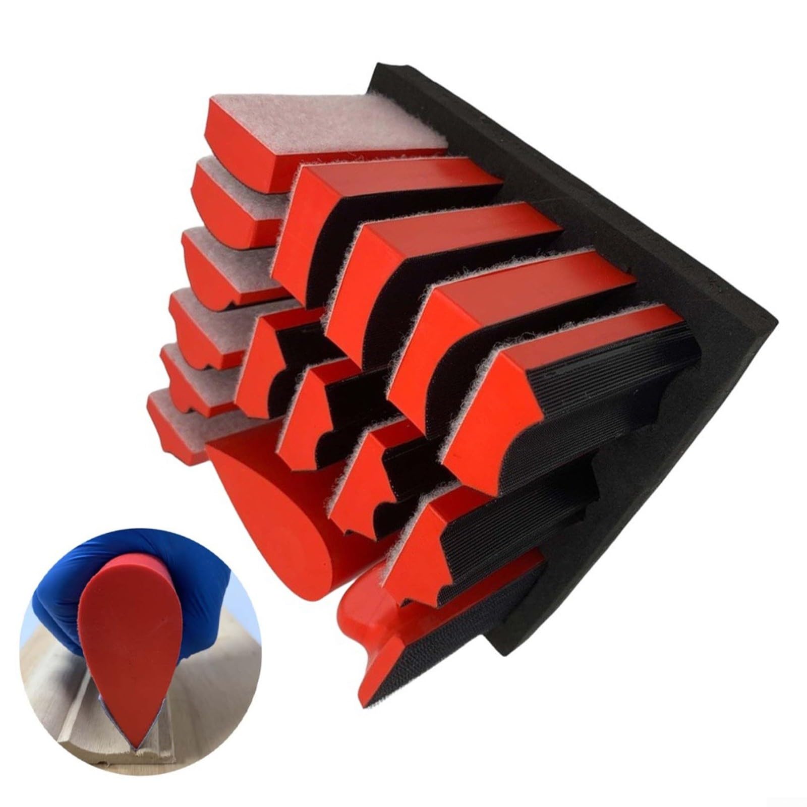 Kit di blocchi abrasivi a forma di 16 pezzi con 40 fogli di carta vetrata, 8 grana 60-600, morbidi cuscinetti in schiuma PU per smerigliatura di mobili in legno fai da te