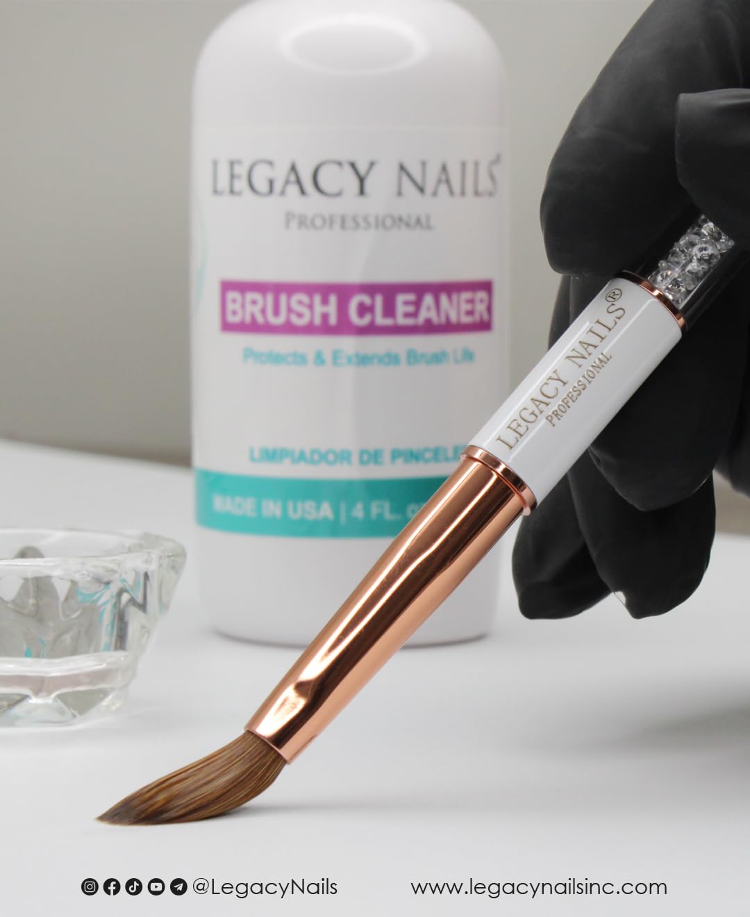 Legacy Nails Pennello professionale per unghie in acrilico n. 10, colore bianco, perfetto per scolpire extension per unghie in acrilico, setole flessibili e leggere