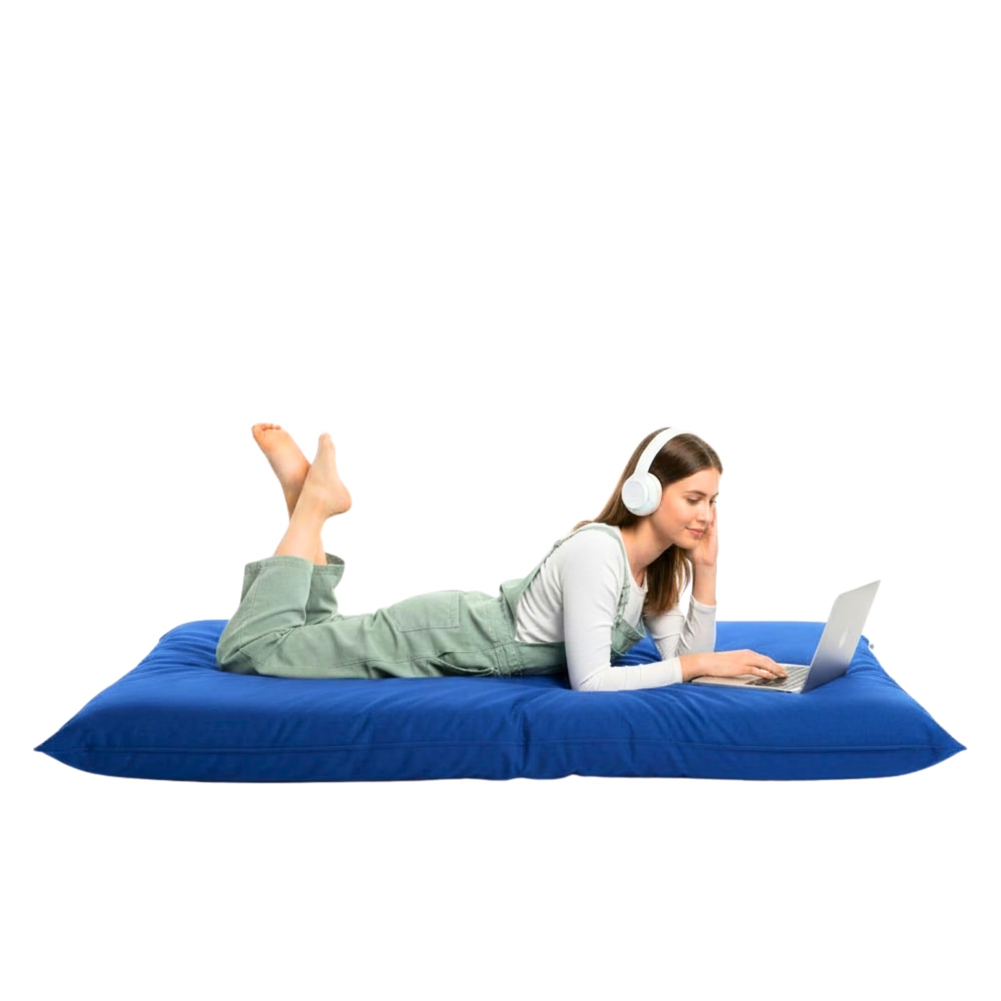 Kosiproducts Beanbag Floor Cushion Pillow indoor outdoor garden Water Resistant 100% soft luxury Polyester Fabric (X-Large [135cm x 83cm], Royal Blue)