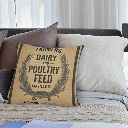 Miniatura 4 de HGOD DESIGNS Funda de almohada vintage de arpillera, saco de alimentación de algodón y lino, funda de cojín cuadrada estándar para hombres y