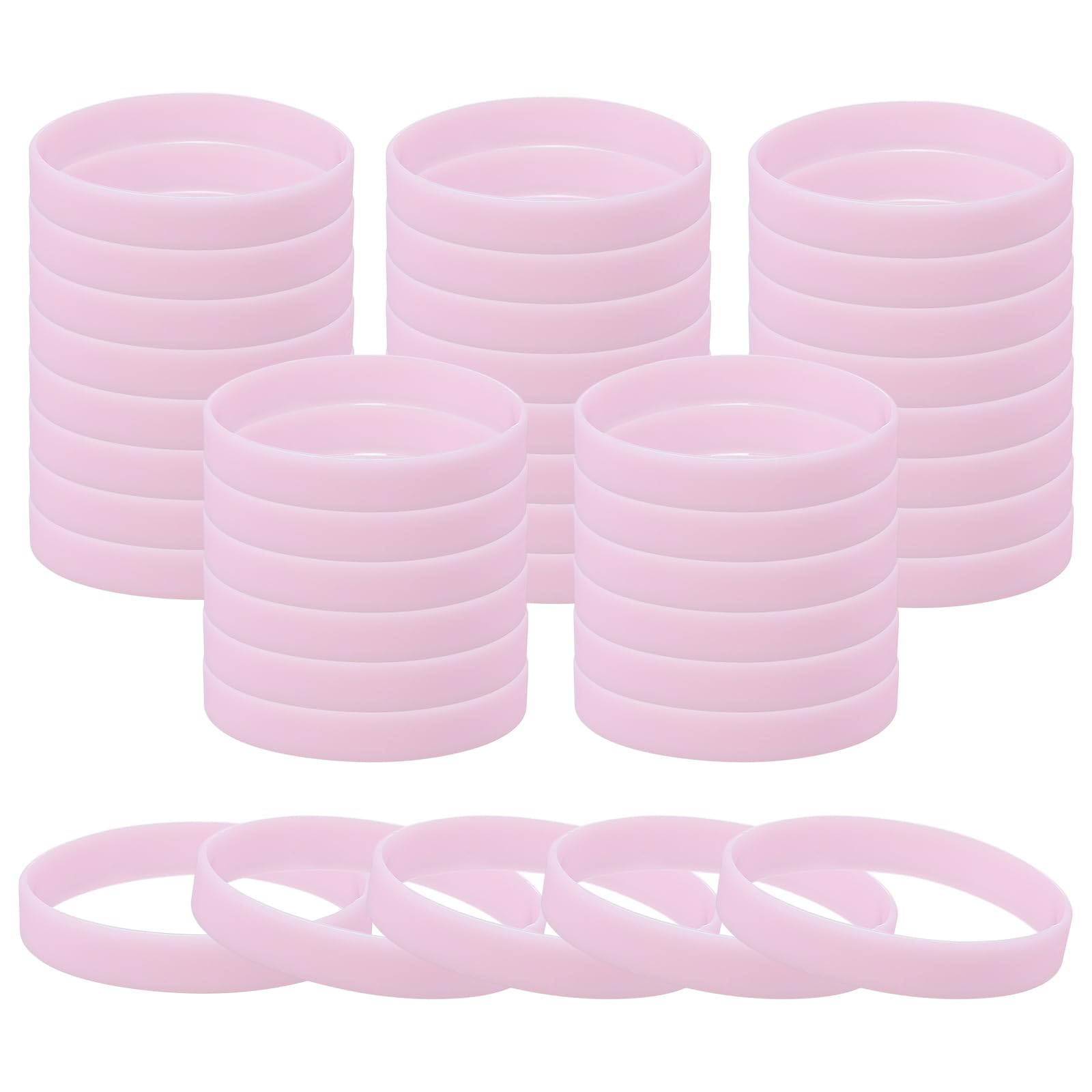 PATIKIL Glow in the Dark Bracelets, 60 Pcs Unisex Silicone Sports Glow Wristbands for Sports Party Games Fashion Decorations Pink