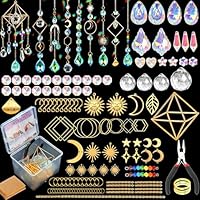 DoubleCare 400 Pcs Crystal Suncatcher Making Kits, Sun Catchers for Windows, Hanging Decor Arts and Crafts Supplies Set with Crystals Beads, Sun Catchers for Indoor Outdoor Garden Home Decor (Gold)